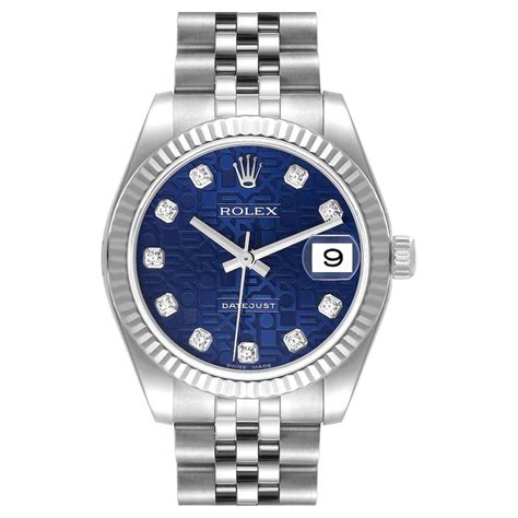 Rolex Datejust Midsize Blue Dial Steel Diamond Ladies Watch 